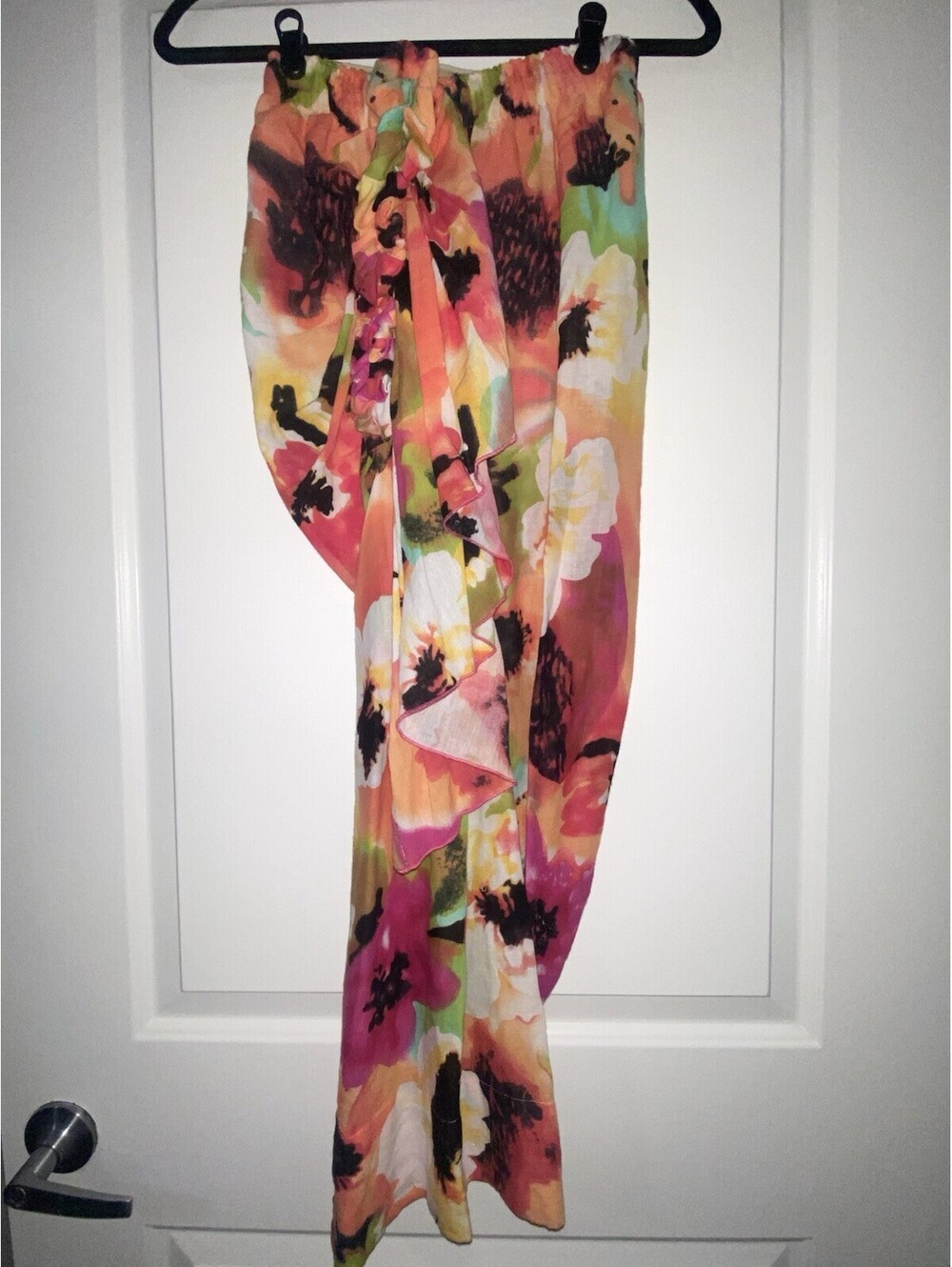 Just Bee Queen Tulum Skirt Women’s XS Floral Pink Linen Tassels Natural Fibers